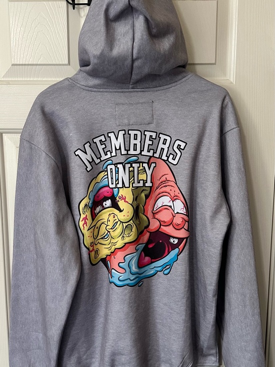 Members Only Other - Members Only x Nickelodeon SpongeBob Gray Polyester Fleece Hoodie Pockets M